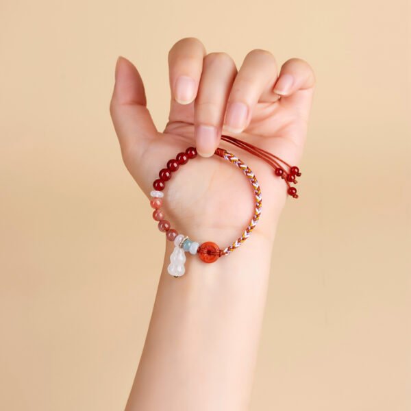 Lucky Gourd Braided Bracelet | South Red Agate & White Chalcedony