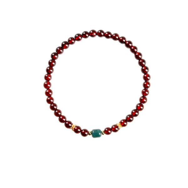 主图-5 The Vitality Talisman: Natural Burgundy Garnet Beaded Bracelet