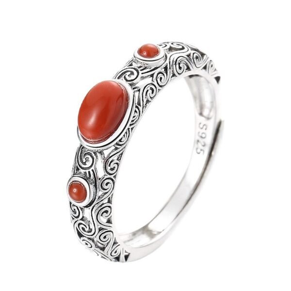 主图-5 Auspicious Cloud: S925 Silver Nanhong Agate Ring