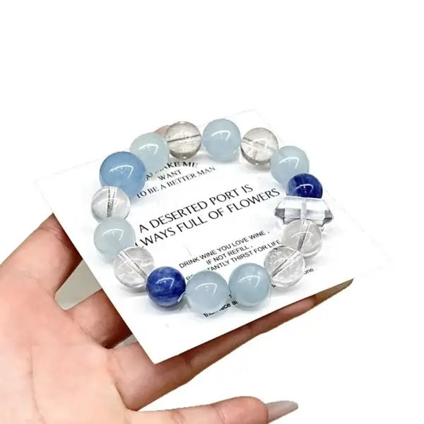 Aquamarine & Clear Quartz Calm Flow Bracelet