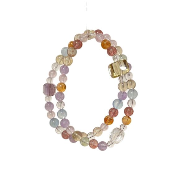 主图-5 Natural Rainbow Mixed Crystal Double Layer Bracelet