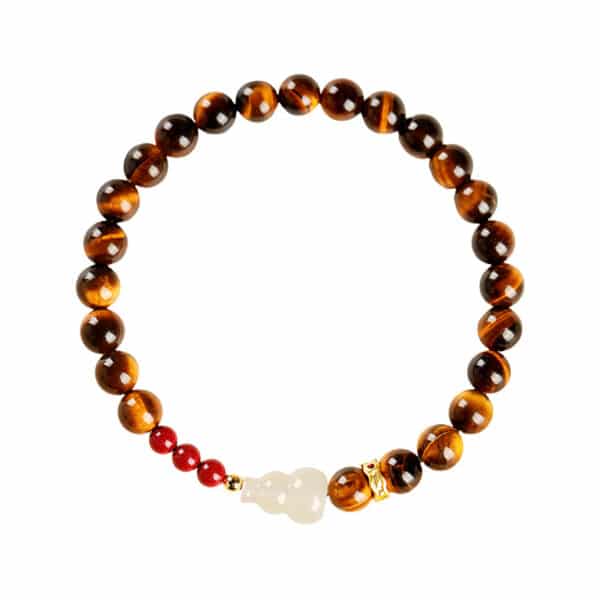 Tiger's Eye & Hetian Jade Gourd Fortune Bracelet