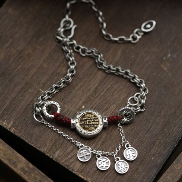 925 Sterling Silver Shan Gui Amulet Anklet with Peace & Joy Charms