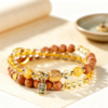 主图1-1 The Abundance Calm: Lao shan Sandalwood & Citrine "Fu" Fortune Bracelet