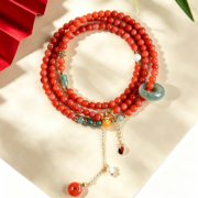 The Joy Balance: Dual-Wear Natural South Red Agate & Blue Jadeite Beaded Jewelry