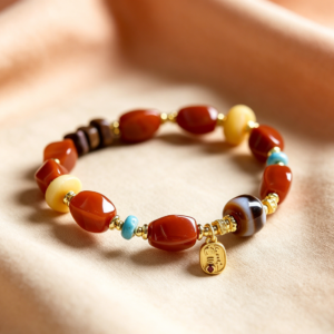 主图1 The Fortune Magnet: Natural Southern Red Agate Mixed Gemstone Bracelet