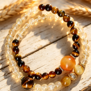 主图1 The Prosperity Path: Golden Azeztulite & Tiger's Eye Double Wrap Bracelet