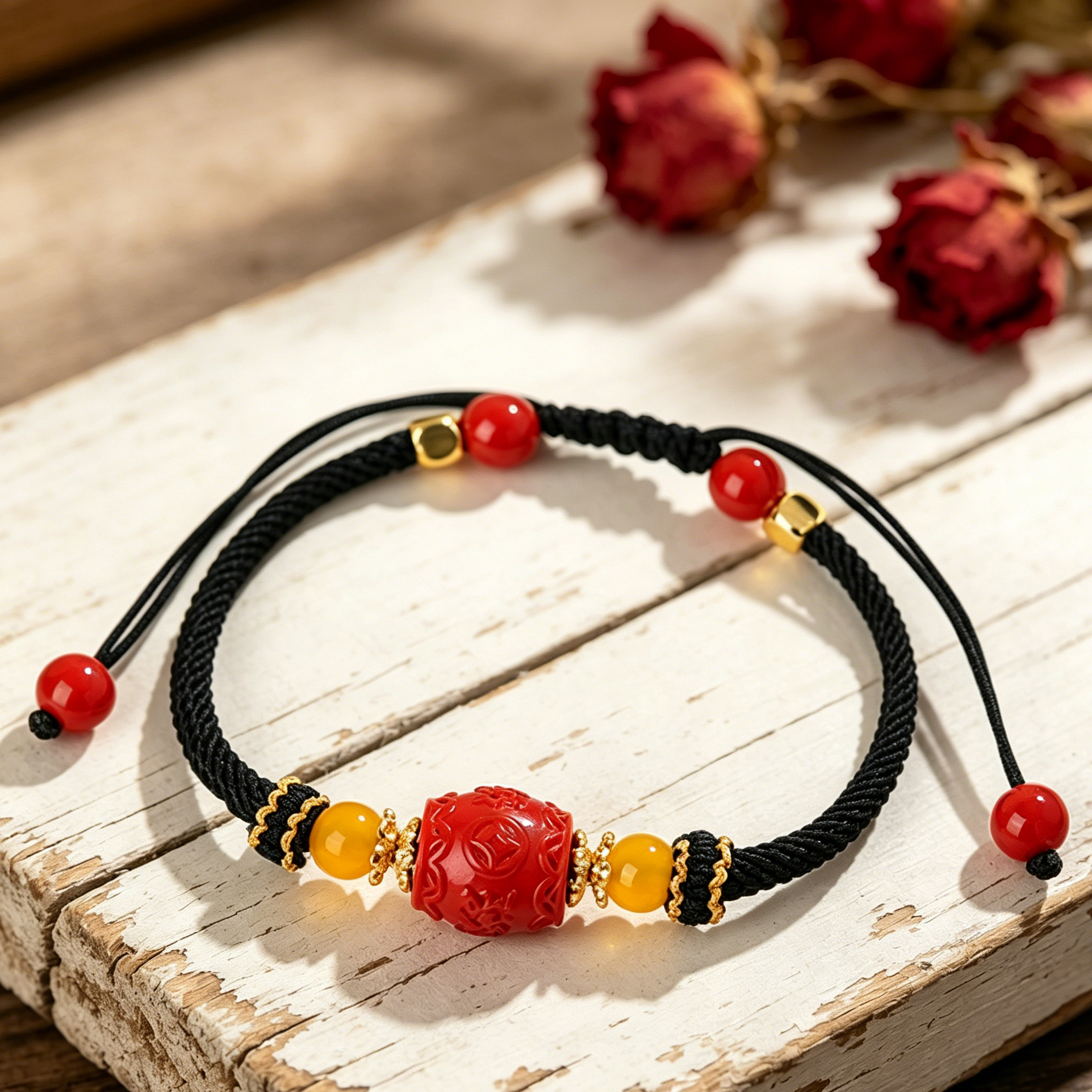 NOśWEA　花村想太　belt_bracelet The Abundance Magnet: Emperor Cinnabar Wealth Woven Bracelet