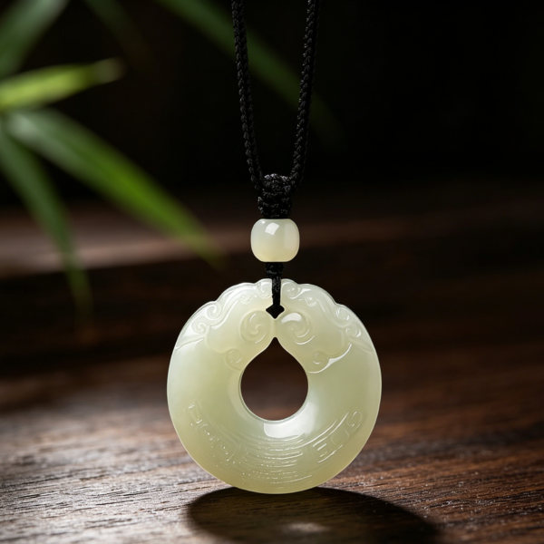 主图1-28 The Abundance Guardian: Double Pixiu Natural Hetian Jade Peace Buckle Necklace