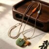 The Peace Guardian: Natural Hetian Jade Square Peace Buckle Necklace