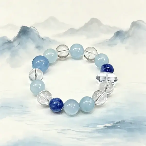 Aquamarine & Clear Quartz Calm Flow Bracelet
