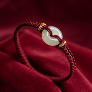  The Peace Circle: Genuine Hetian Jade Woven Lucky Cord Bracelet
