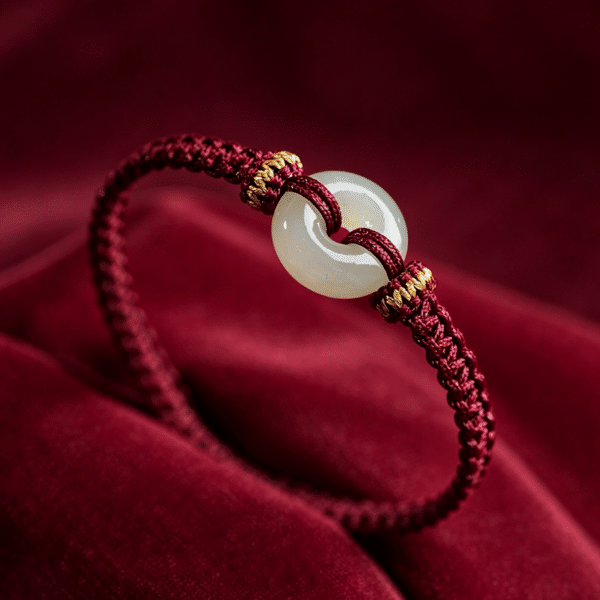  The Peace Circle: Genuine Hetian Jade Woven Lucky Cord Bracelet