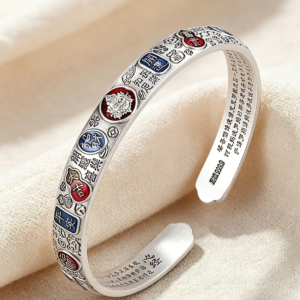 999 Sterling Silver Enamel Lucky Bangle