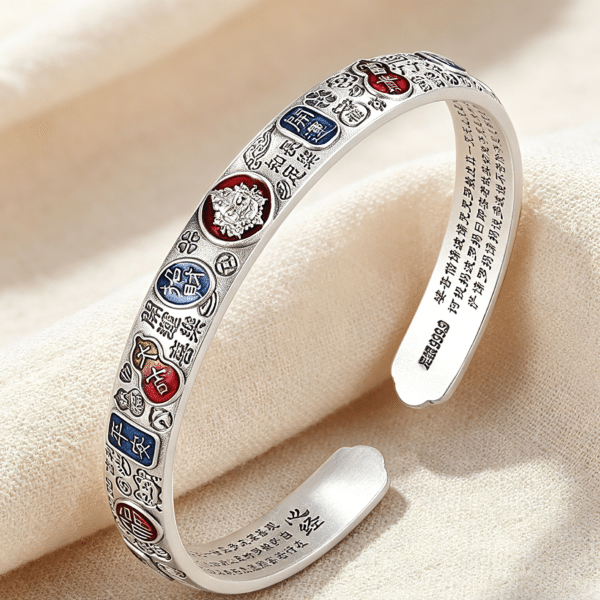 999 Sterling Silver Enamel Lucky Bangle