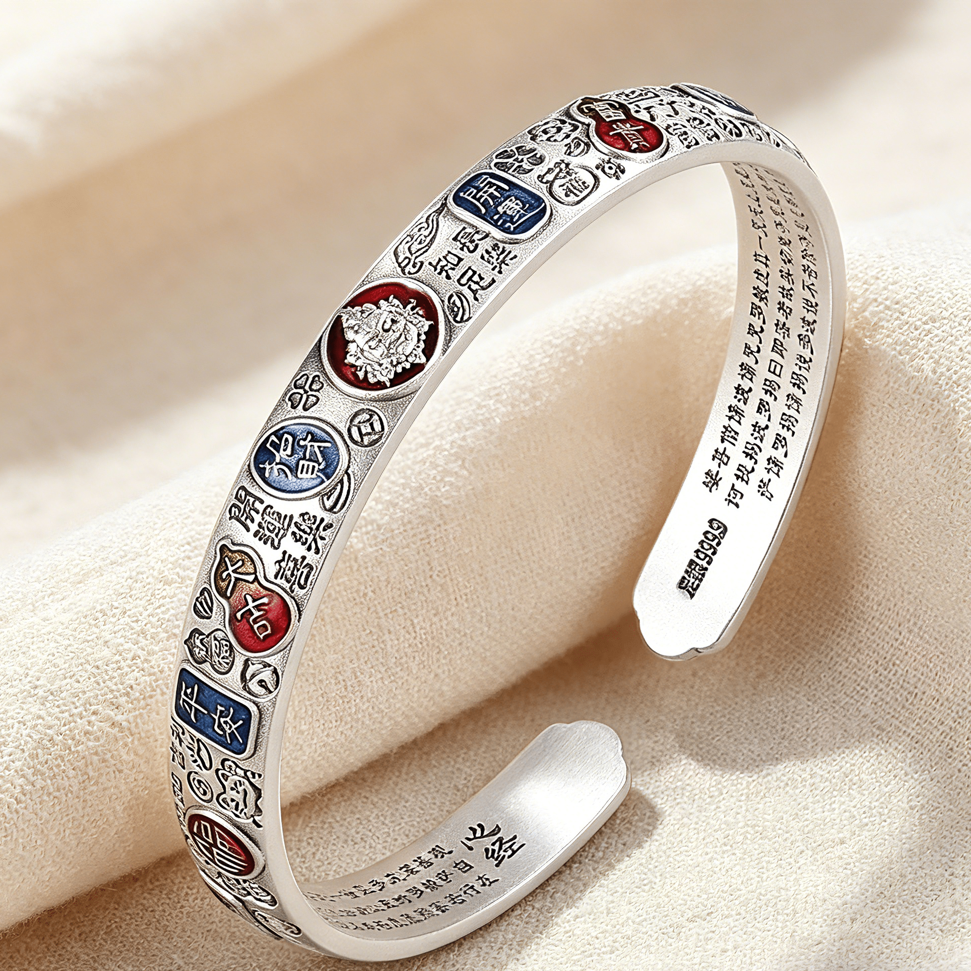 999 Sterling Silver Enamel Lucky Bangle