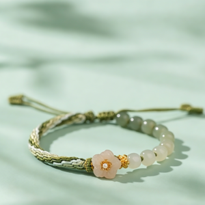 Natural Gradient Hetian Jade Handwoven Samsara Knot Bracelet