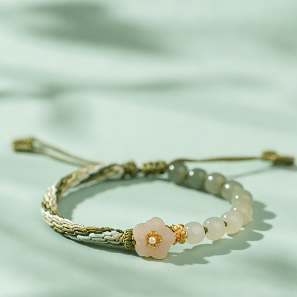 Natural Gradient Hetian Jade Handwoven Samsara Knot Bracelet