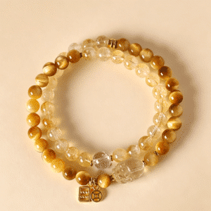 主图1-sku6mm Double Wrap Yellow Tiger's Eye & Citrine Pixiu Bracelet