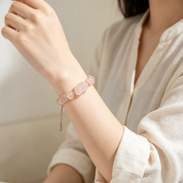 主图2-1 The Love & Prosperity Guardian: Natural Rose Quartz Pixiu Bracelet