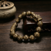The Fortune Guardian: Vintage Brass PiXiu & Six True Words Mantra Beaded Bracelet