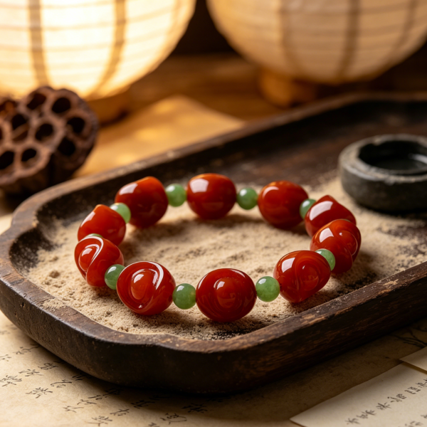 主图2 Wealth Magnet: Natural Red Agate Yuanbao Bracelet