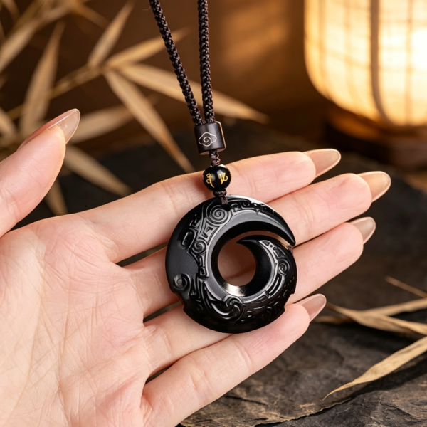 主图2 The Fortune Spinner: Obsidian Lucky Cycle Pendant
