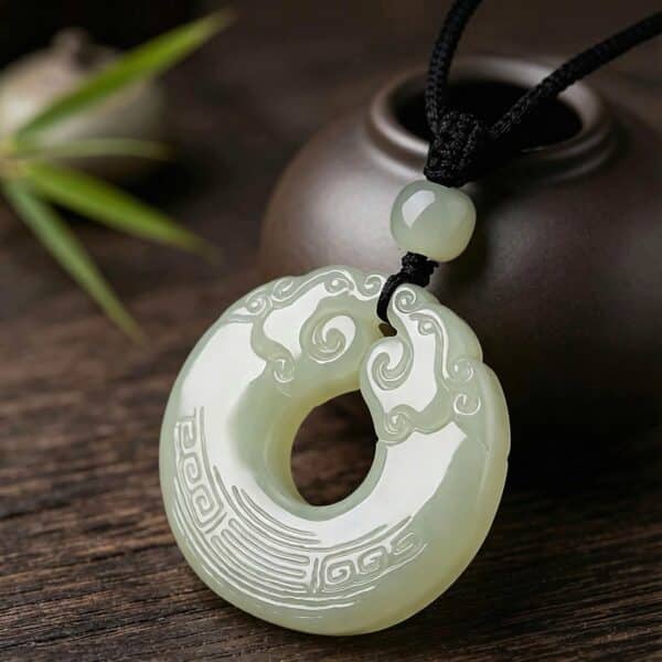 主图2 The Abundance Guardian: Double Pixiu Natural Hetian Jade Peace Buckle Necklace
