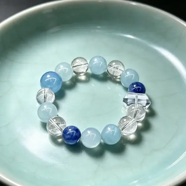 Aquamarine & Clear Quartz Calm Flow Bracelet