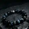 The Restart Shield: Silver Sheen Obsidian & Blue Tiger's Eye Bracelet