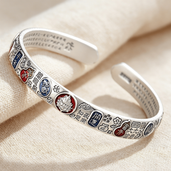 999 Sterling Silver Enamel Lucky Bangle