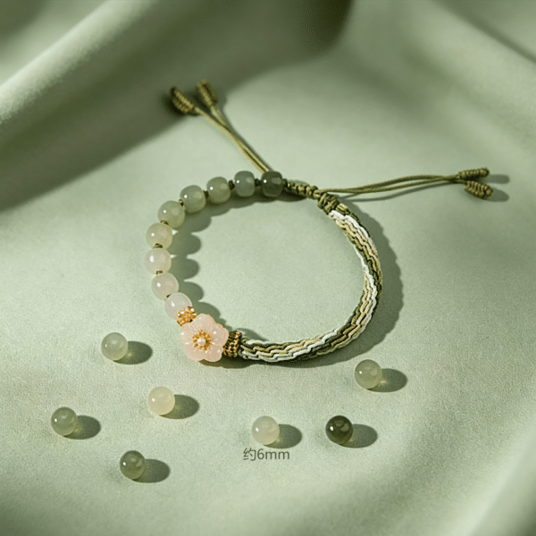 Natural Gradient Hetian Jade Handwoven Samsara Knot Bracelet
