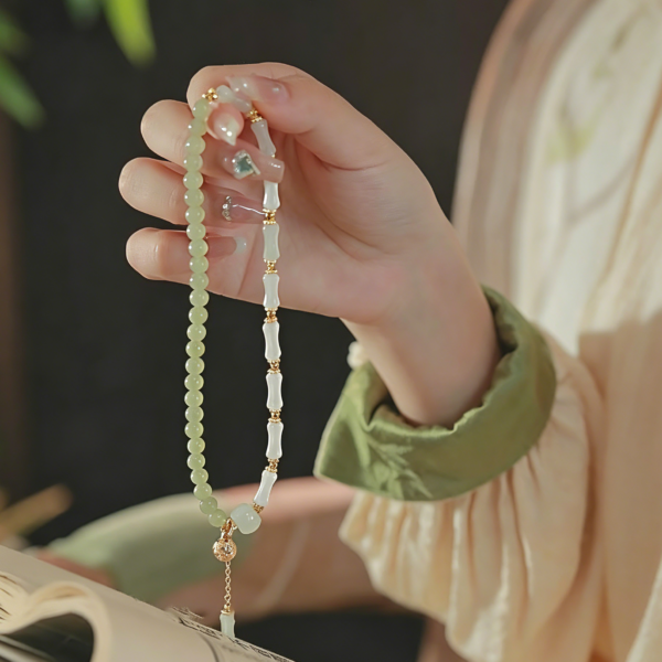 主图3-1 Bamboo Pattern Nephrite Bracelet, Harmony & Growth
