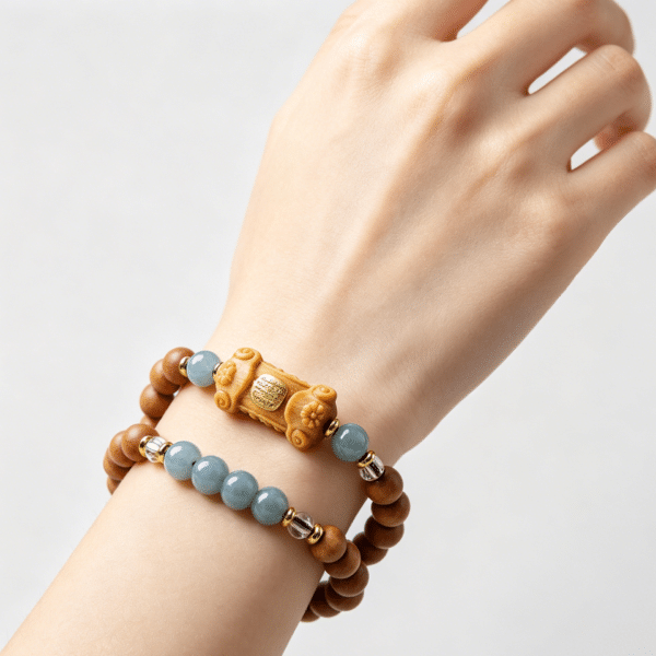 主图3-1 The Calm Wish Ruyi: Double-Wrap Sandalwood Bracelet