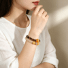 主图3-1 The Prosperity Path: Golden Azeztulite & Tiger's Eye Double Wrap Bracelet