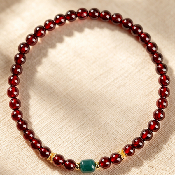 主图3 The Vitality Talisman: Natural Burgundy Garnet Beaded Bracelet
