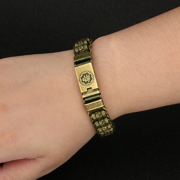 The Mantra Keeper: Antique Brass Tibetan Om Mani Padme Hum Bracelet