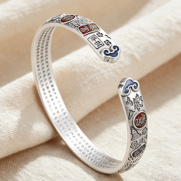 999 Sterling Silver Enamel Lucky Bangle