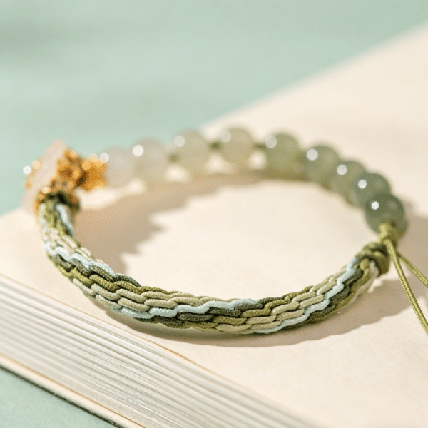 Natural Gradient Hetian Jade Handwoven Samsara Knot Bracelet