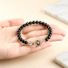 Natural Obsidian & Green Phantom Quartz Bracelet