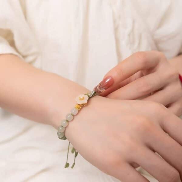 Natural Gradient Hetian Jade Handwoven Samsara Knot Bracelet
