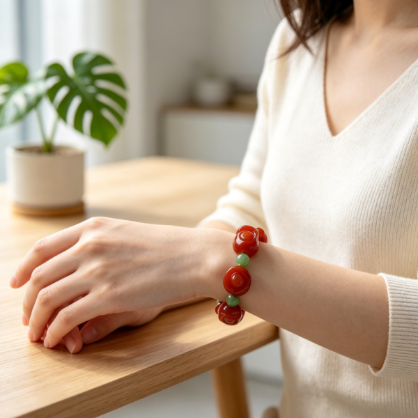 主图4 Wealth Magnet: Natural Red Agate Yuanbao Bracelet
