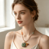 The Peace Guardian: Natural Hetian Jade Square Peace Buckle Necklace