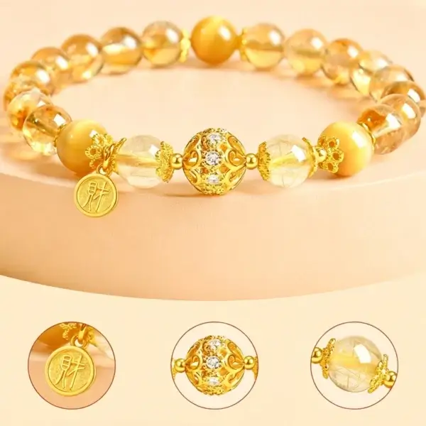 Wealth & Abundance: Citrine & Golden Tiger Eye Bracelet
