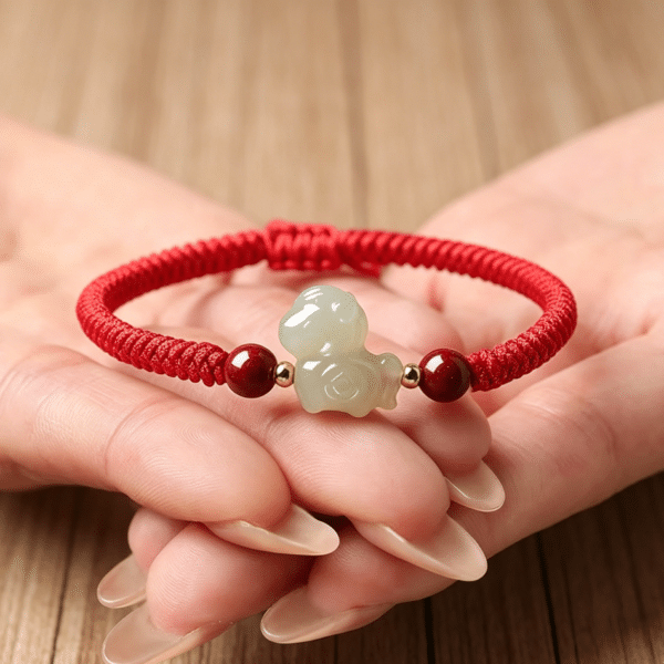The Fortune Steed: Natural Hetian Nephrite Jade Braided Bracelet
