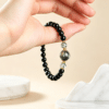 Natural Obsidian & Green Phantom Quartz Bracelet