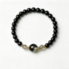 Natural Obsidian & Green Phantom Quartz Bracelet