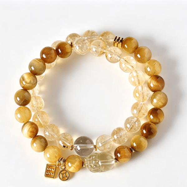 主图5 Double Wrap Yellow Tiger's Eye & Citrine Pixiu Bracelet