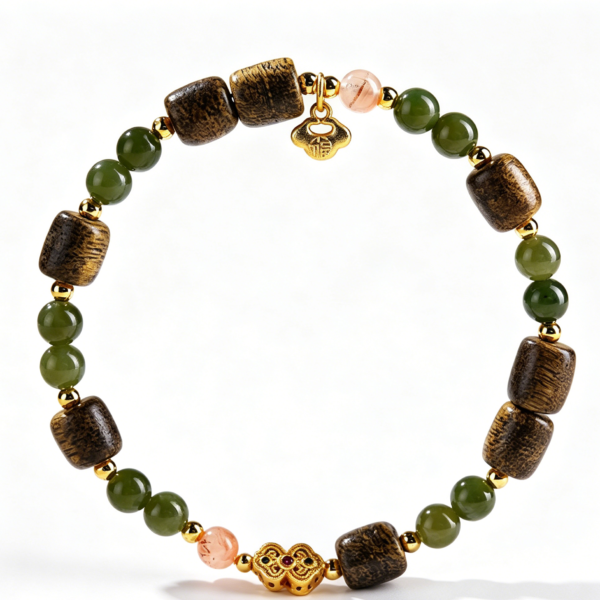 Feng Shui Bracelet | Natural Agarwood & Jade