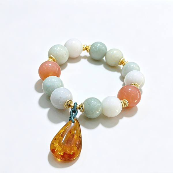 The Calm Glow: Multi-Tone Agate & Natural Amber Teardrop Bracelet
